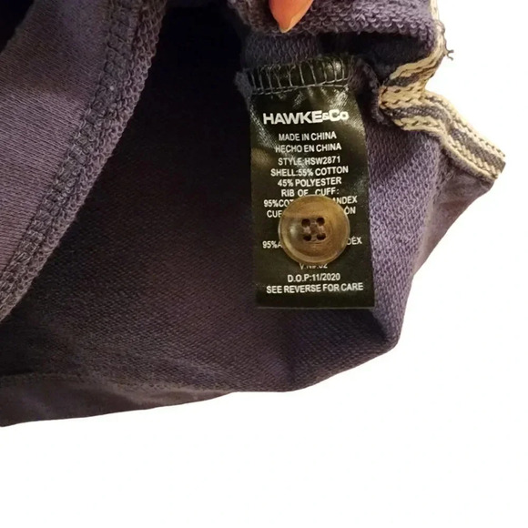 Hawk & Co Outfitters Hoodie Shirt Mens Size Medium Slate Blue Cotton Pullover - Picture 4 of 8